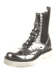 Dolce & Gabbana Patent Leather Whipstitch Trim Combat Boots