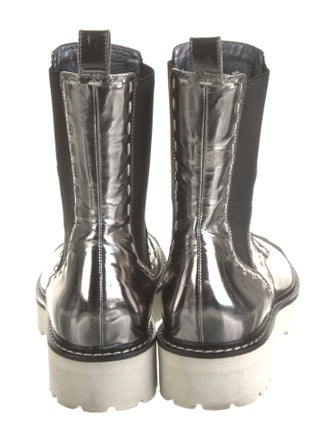 Dolce & Gabbana Patent Leather Whipstitch Trim Combat Boots