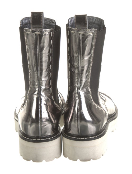 Dolce & Gabbana Patent Leather Whipstitch Trim Combat Boots