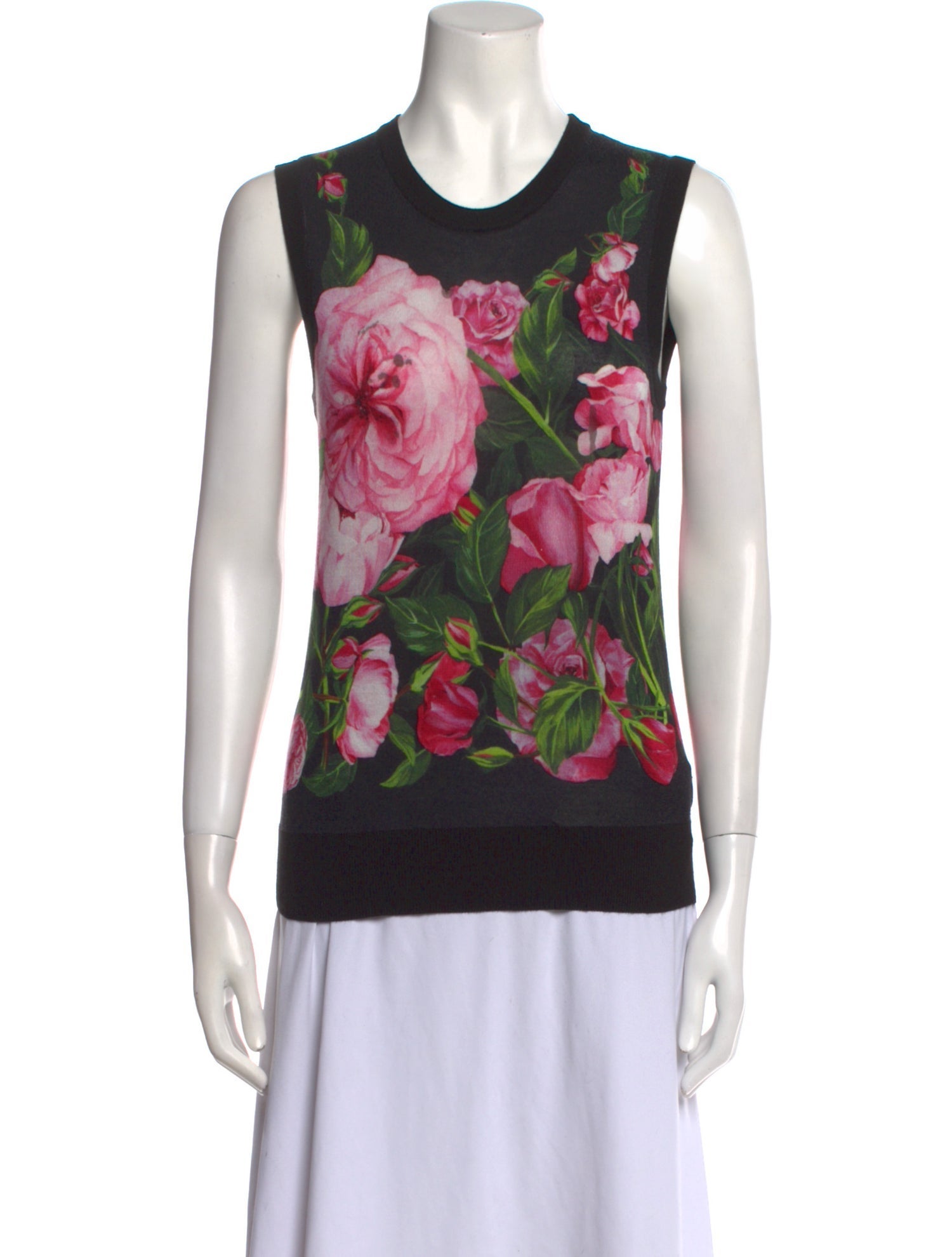 Dolce & Gabbana Cashmere Floral Print Top