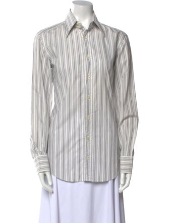 Dolce & Gabbana Striped Long Sleeve Button-Up Top