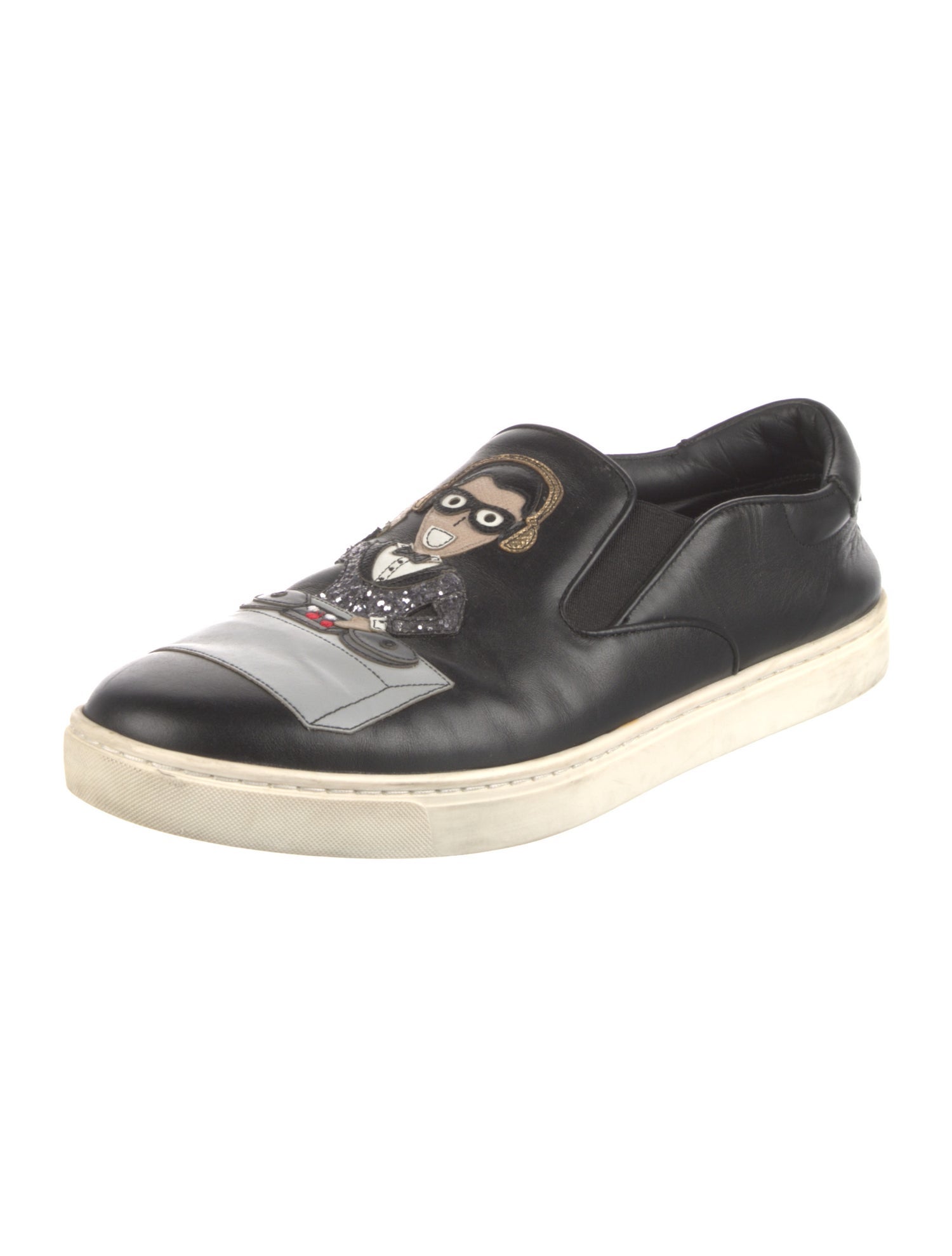 Dolce & Gabbana Leather Graphic Print Sneakers