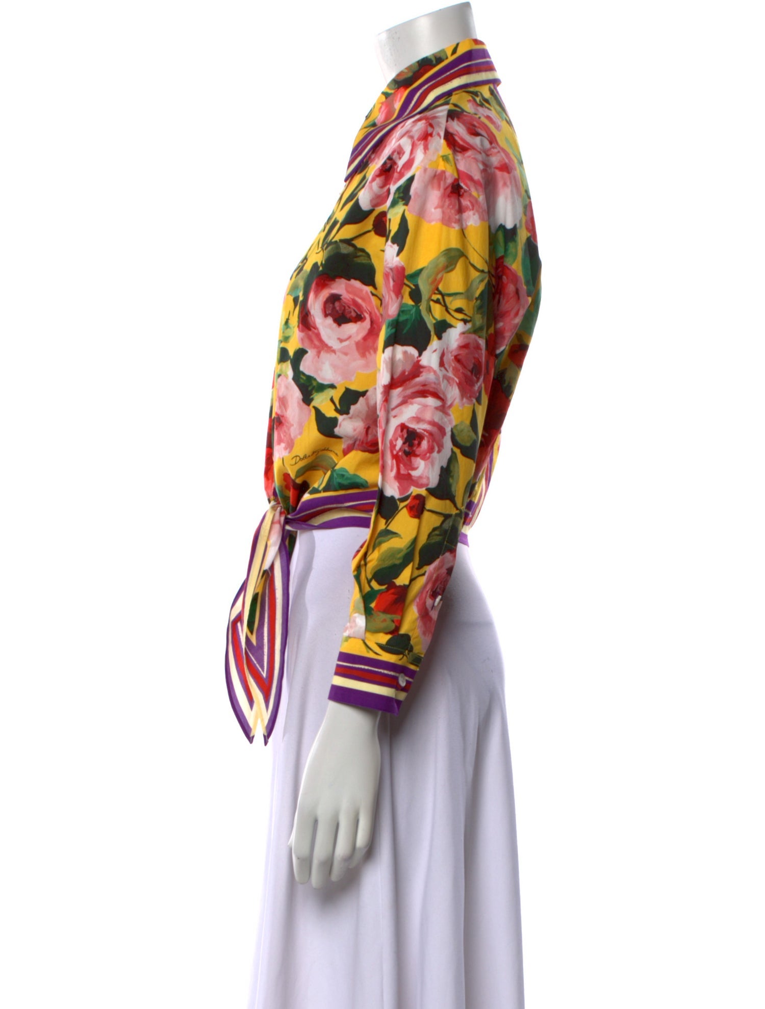 Dolce & Gabbana Floral Print Long Sleeve Crop Top