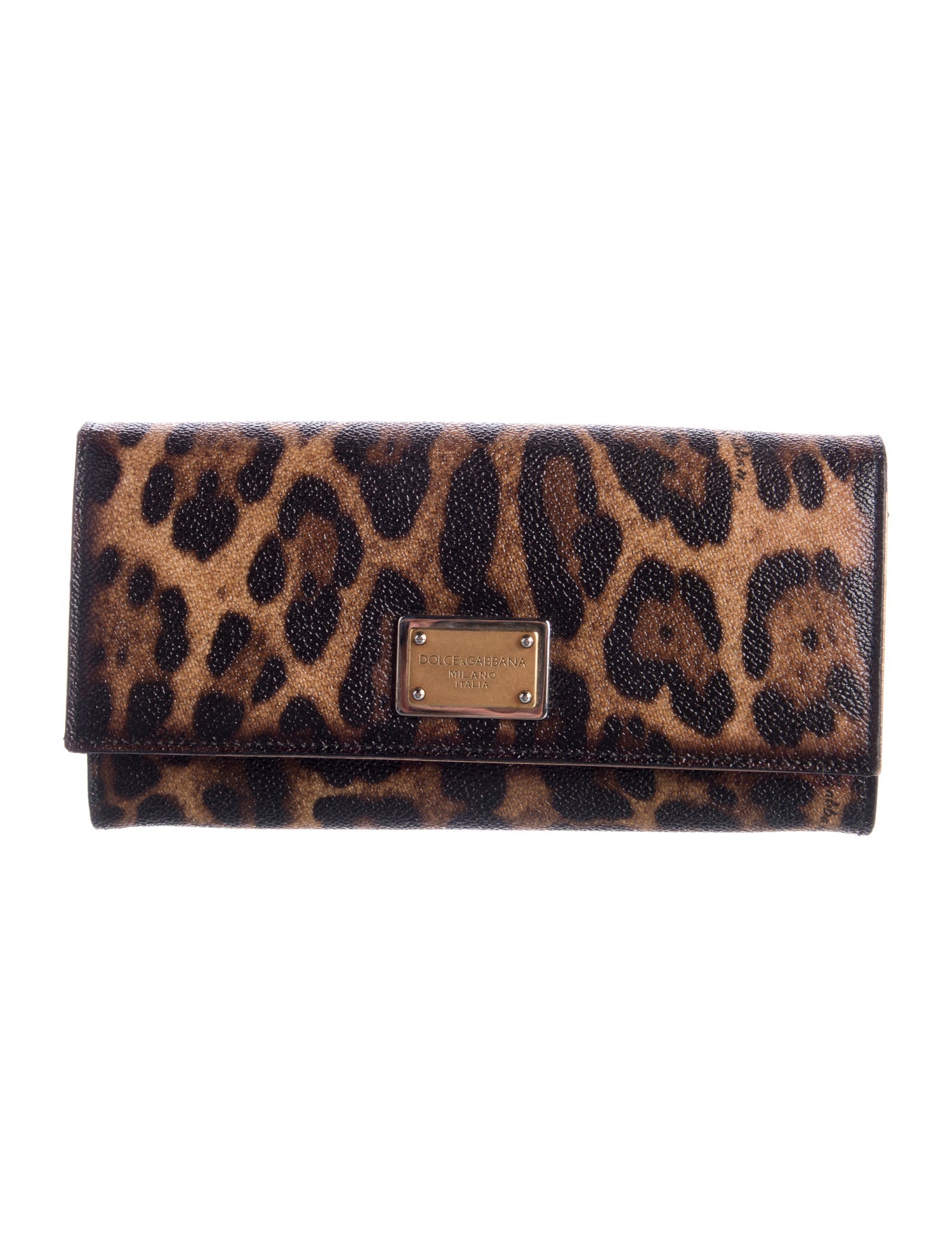 Dolce & Gabbana Leather Animal Print Continental Wallet