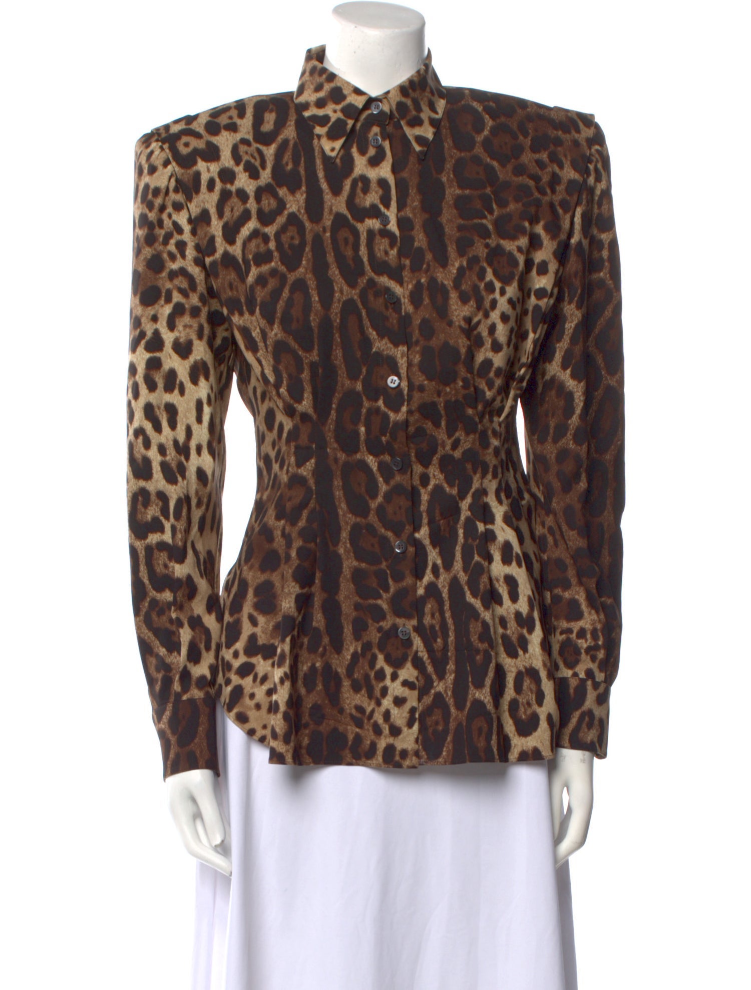 Dolce & Gabbana Silk Animal Print Button-Up Top