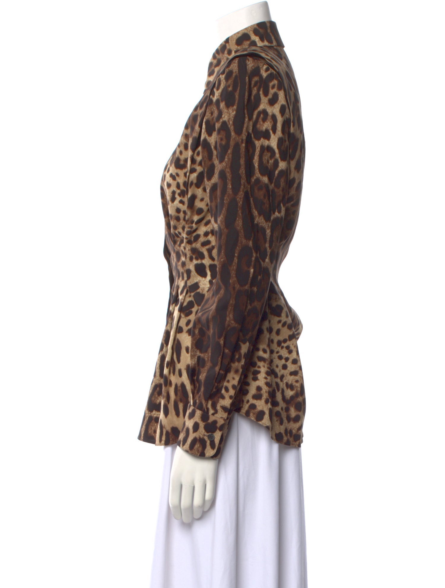 Dolce & Gabbana Silk Animal Print Button-Up Top
