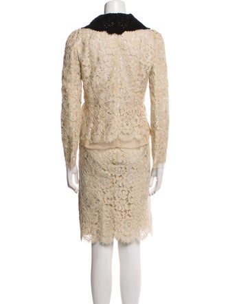 Dolce & Gabbana Lace Pattern Embroidered Accent Skirt Suit