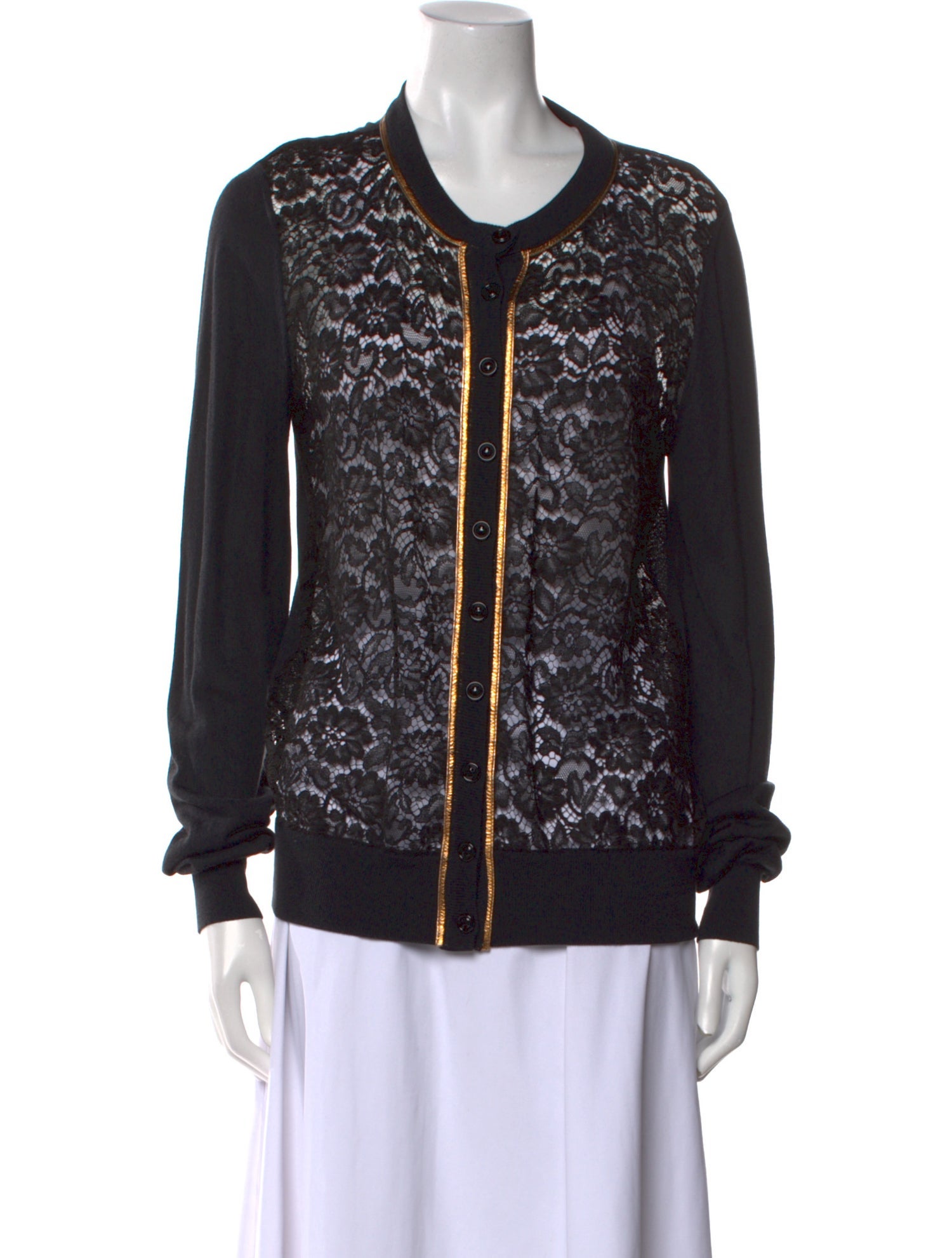 Dolce & Gabbana Lace Pattern Crew Neck Sweater