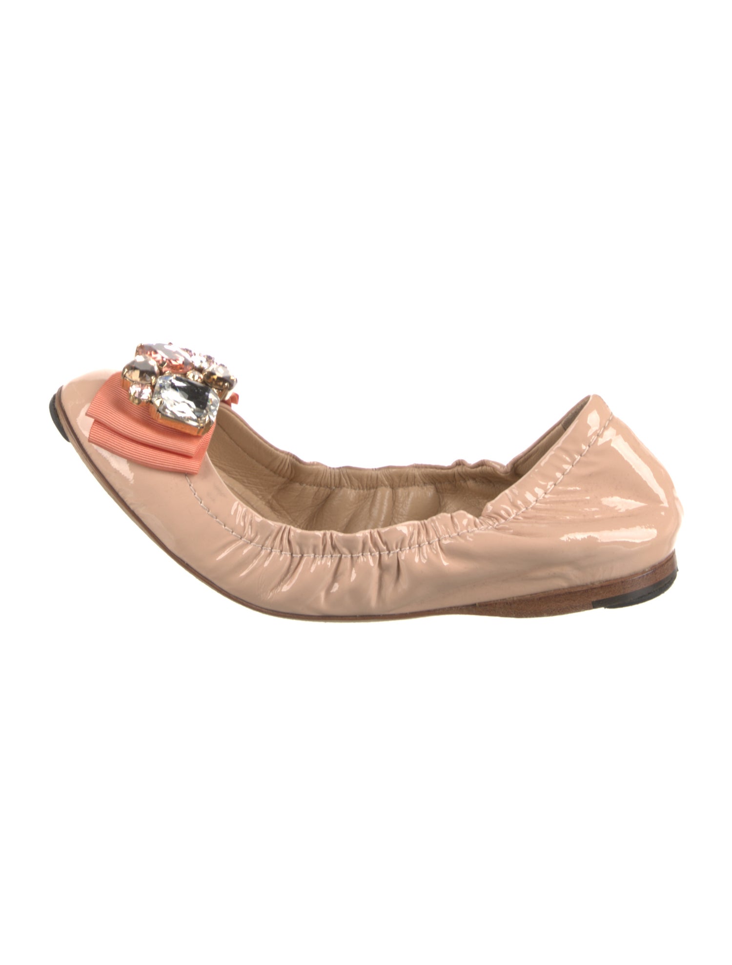 Dolce & Gabbana Patent Leather Crystal Embellishments Ballet Flats