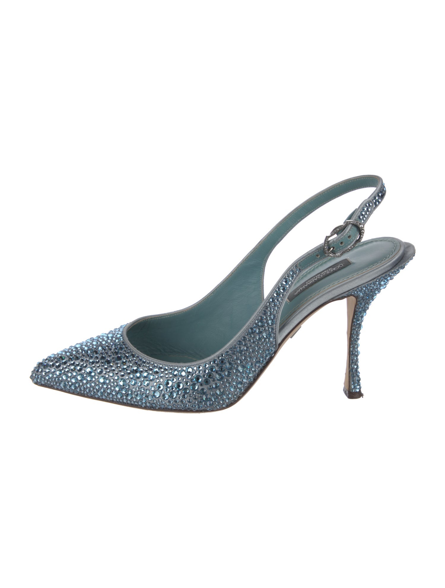 Dolce & Gabbana Satin Crystal Embellishments Slingback Pumps