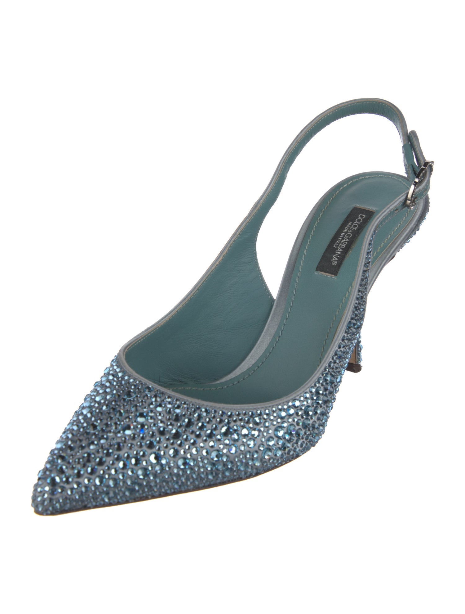 Dolce & Gabbana Satin Crystal Embellishments Slingback Pumps