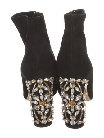 Dolce & Gabbana Suede Crystal Embellishments Boots