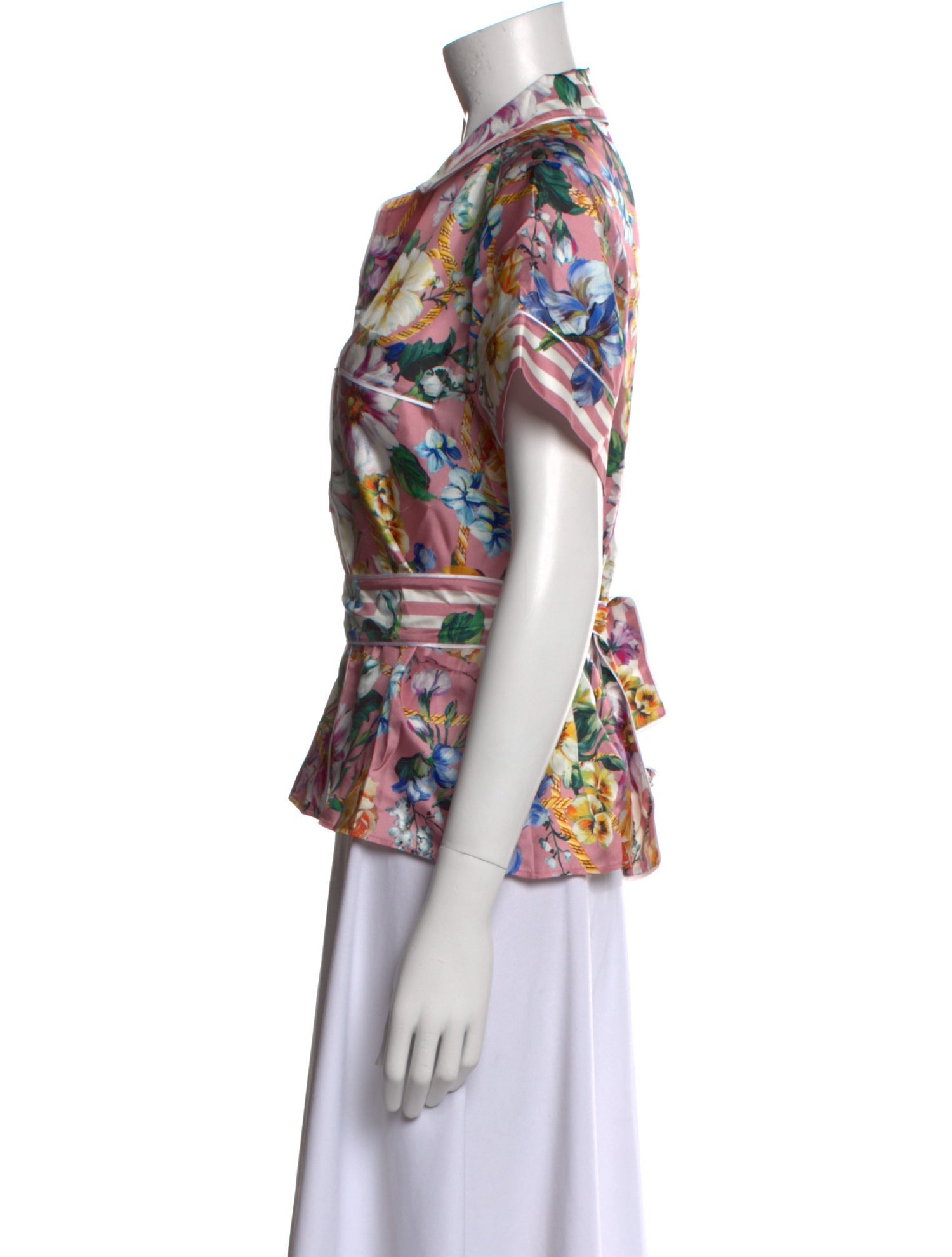 Dolce & Gabbana Silk Floral Print Button-Up Top w/ Tags