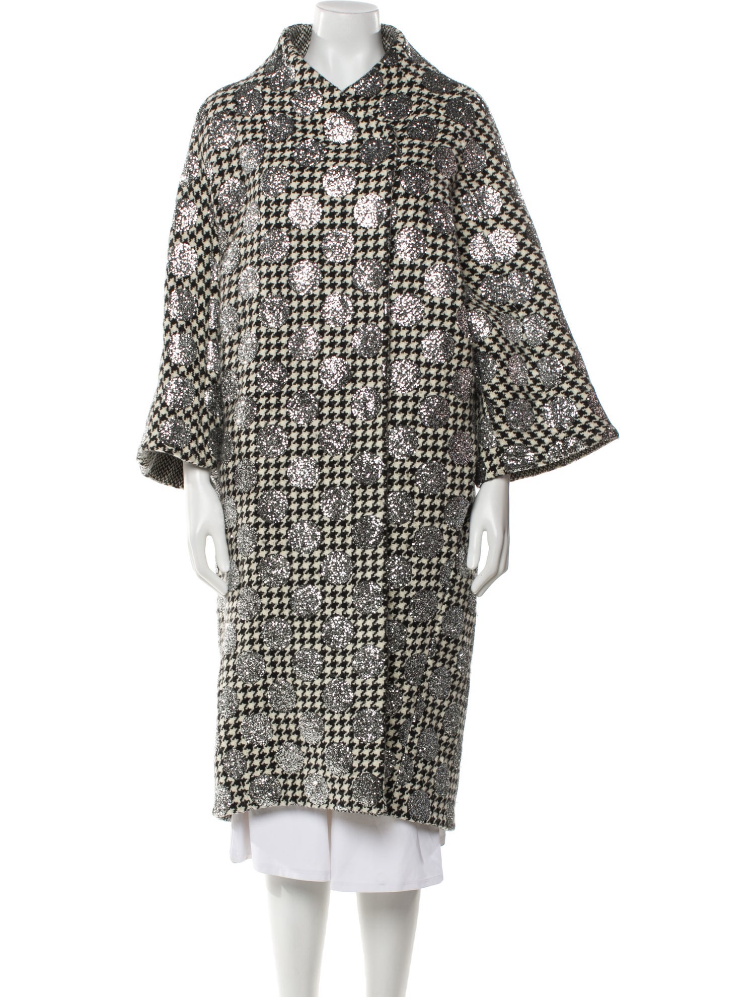 Dolce & Gabbana Virgin Wool Houndstooth Print Coat