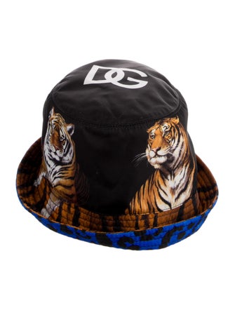 Dolce & Gabbana Black Pattern Printed Nylon Bucket Hat
