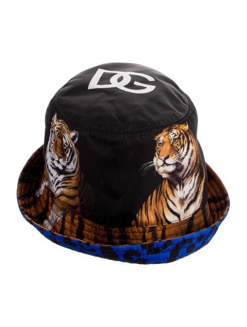 Dolce & Gabbana Black Pattern Printed Nylon Bucket Hat