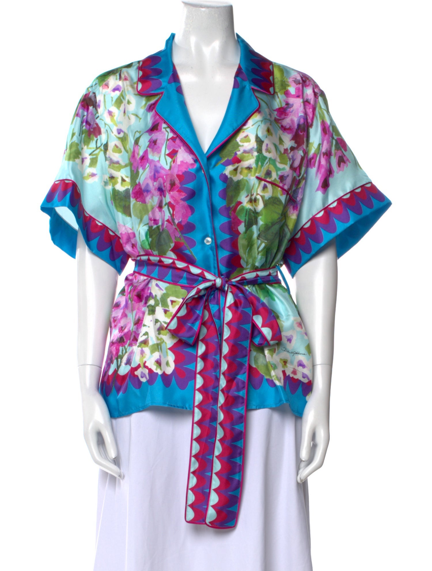 Dolce & Gabbana Silk Printed Button-Up Top