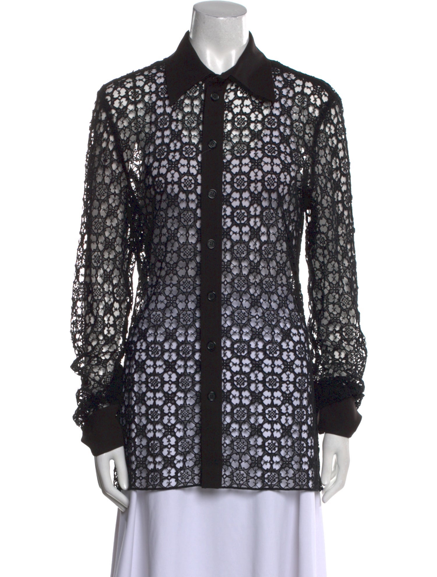 Dolce & Gabbana Lace Pattern Long Sleeve Button-Up Top w/ Tags