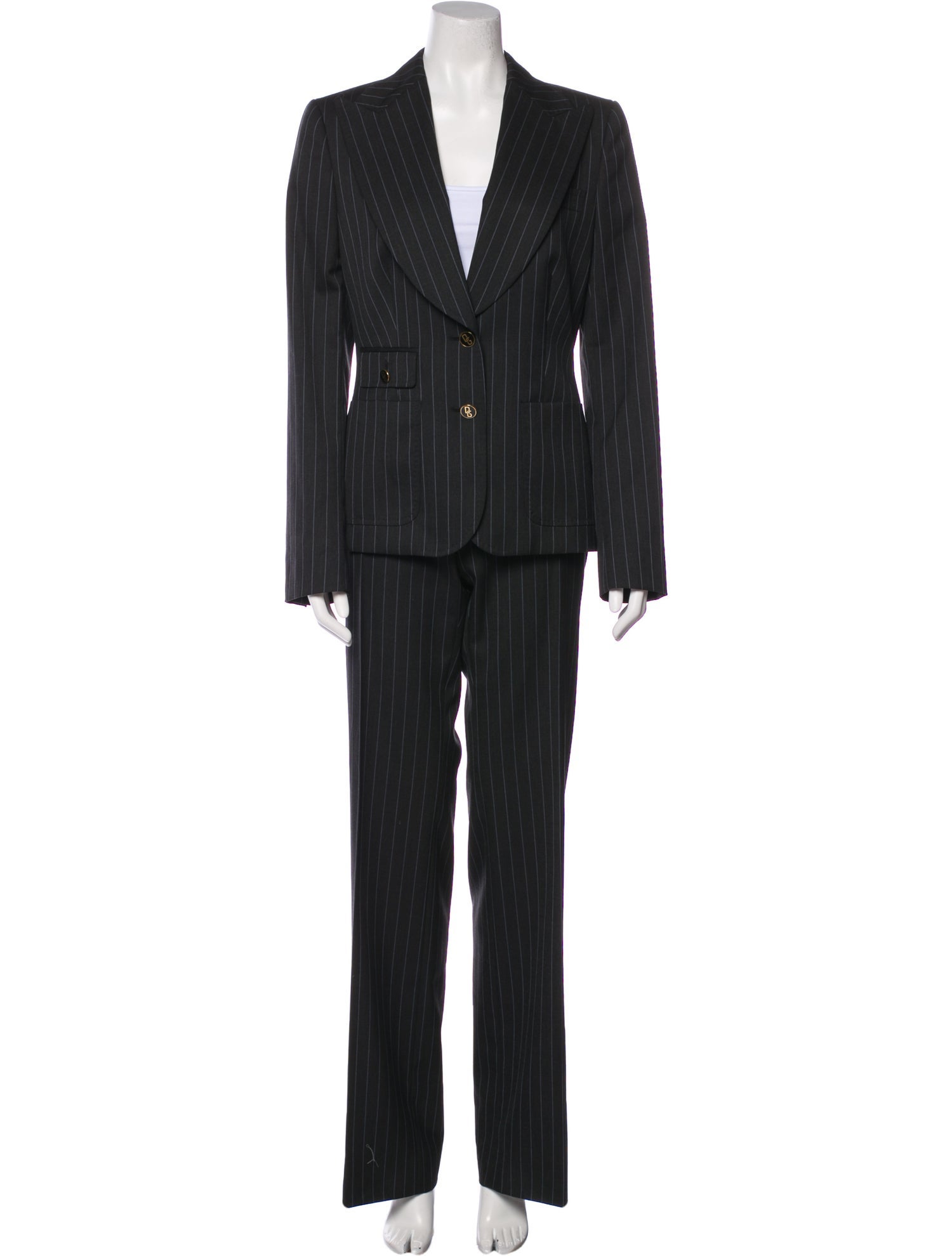Dolce & Gabbana Virgin Wool Striped Pantsuit