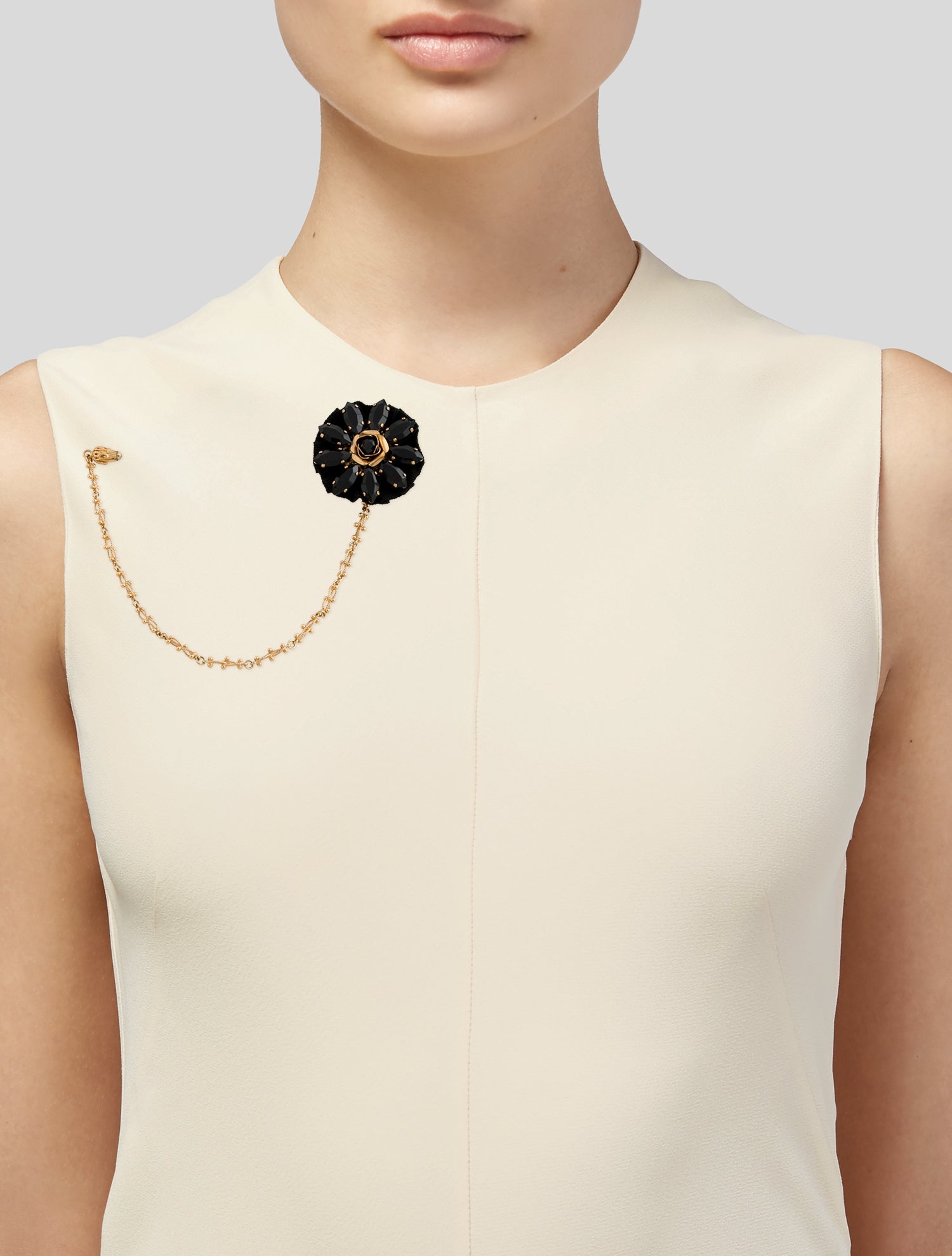 Dolce & Gabbana Crystal & Fabric Flower Stick Pin Brooch