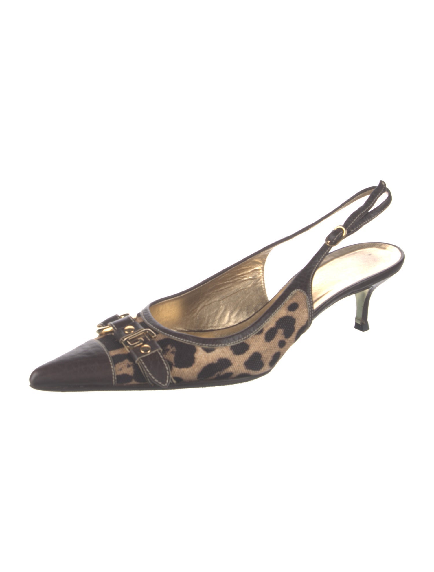Dolce & Gabbana Canvas Animal Print Slingback Pumps