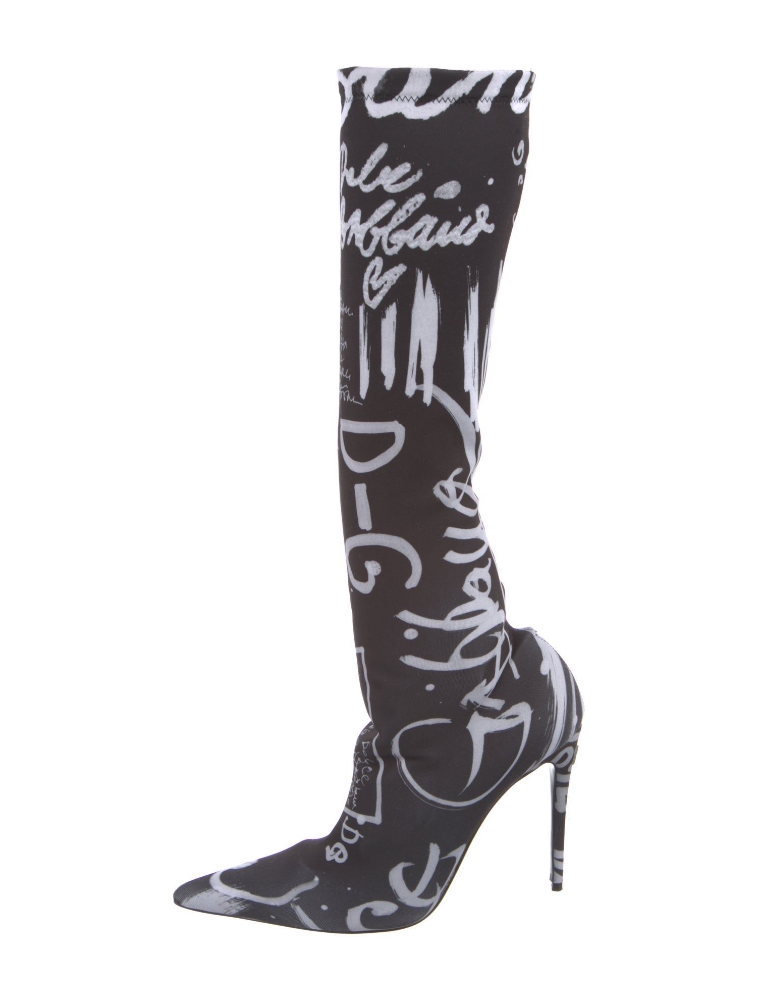 Dolce & Gabbana Satin Printed Sock Boots