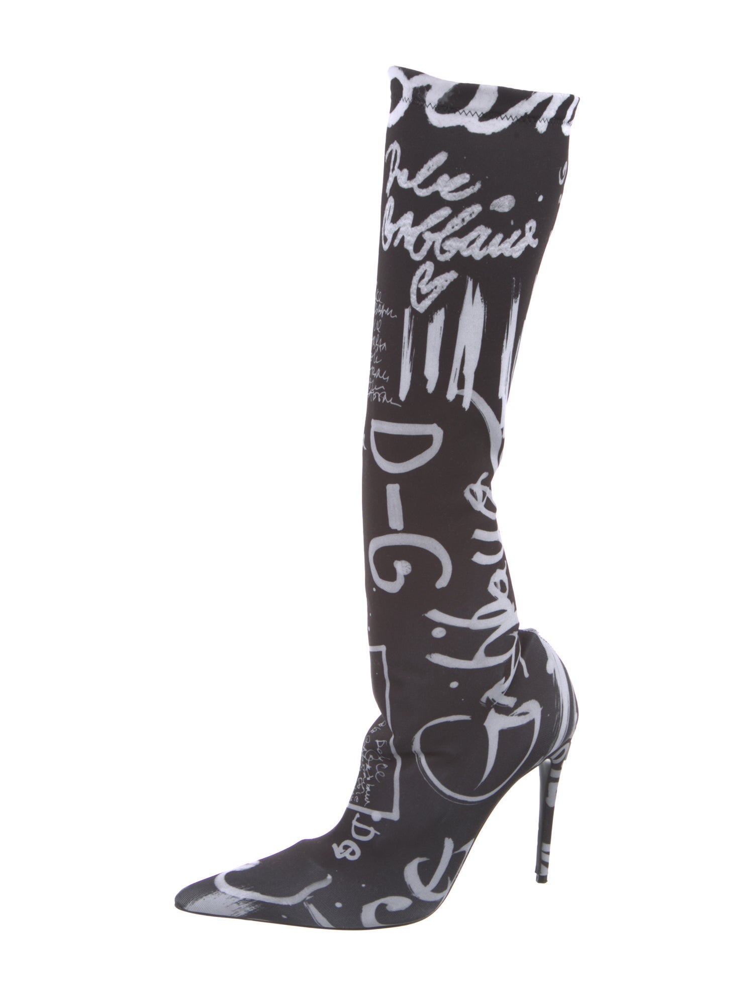 Dolce & Gabbana Satin Printed Sock Boots