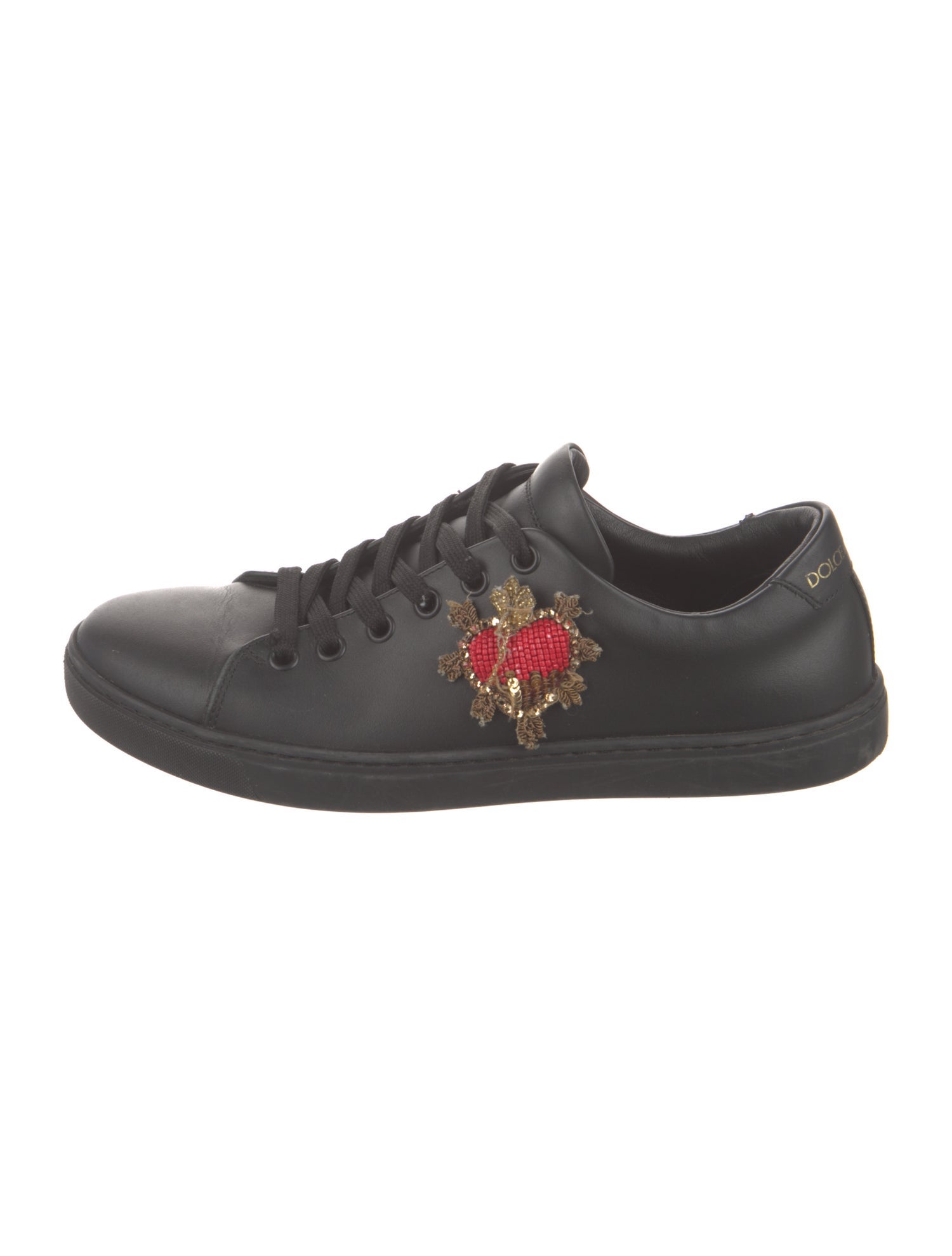 Dolce & Gabbana Sacred Heart Print Leather Sneakers