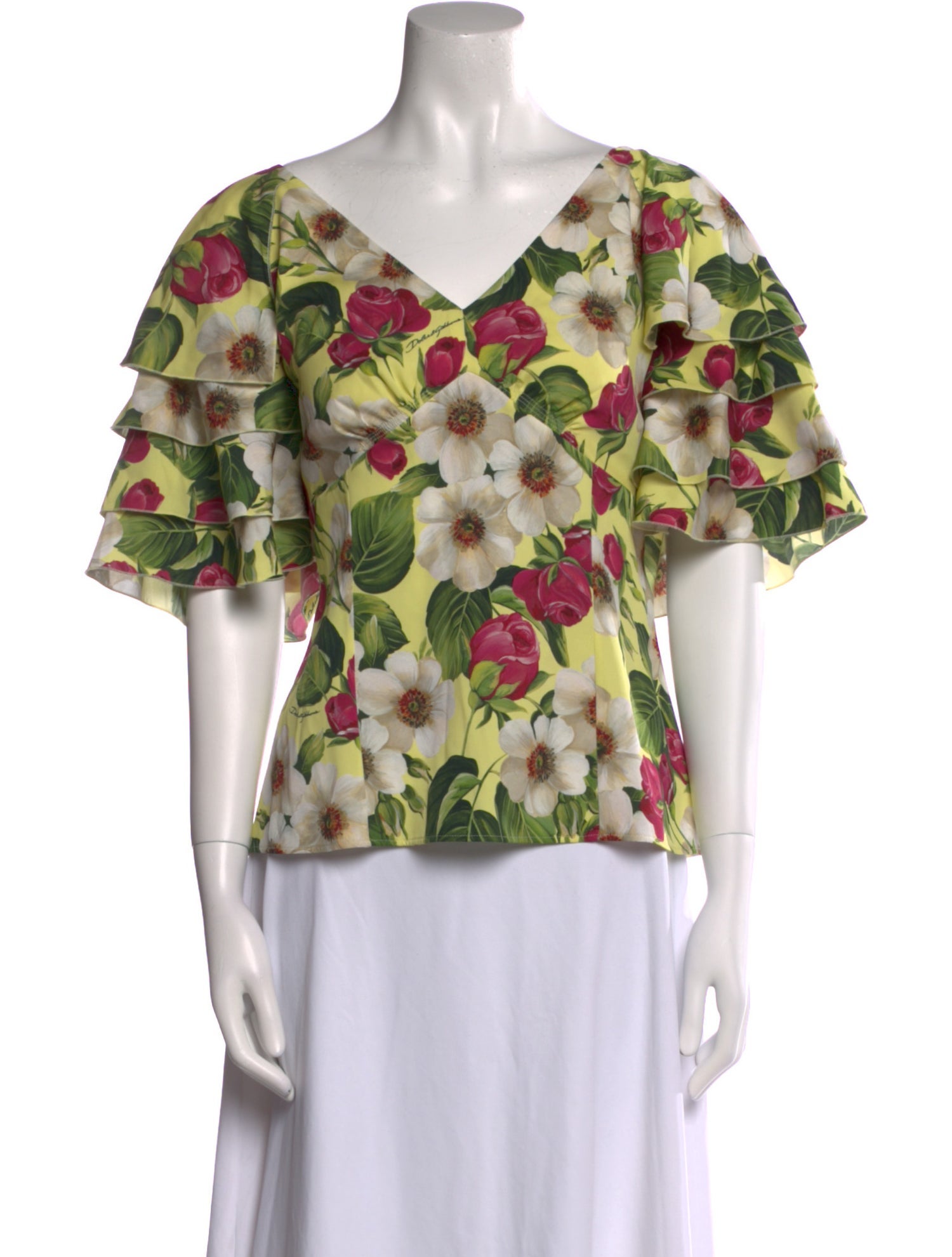 Dolce & Gabbana Silk Floral Print Blouse