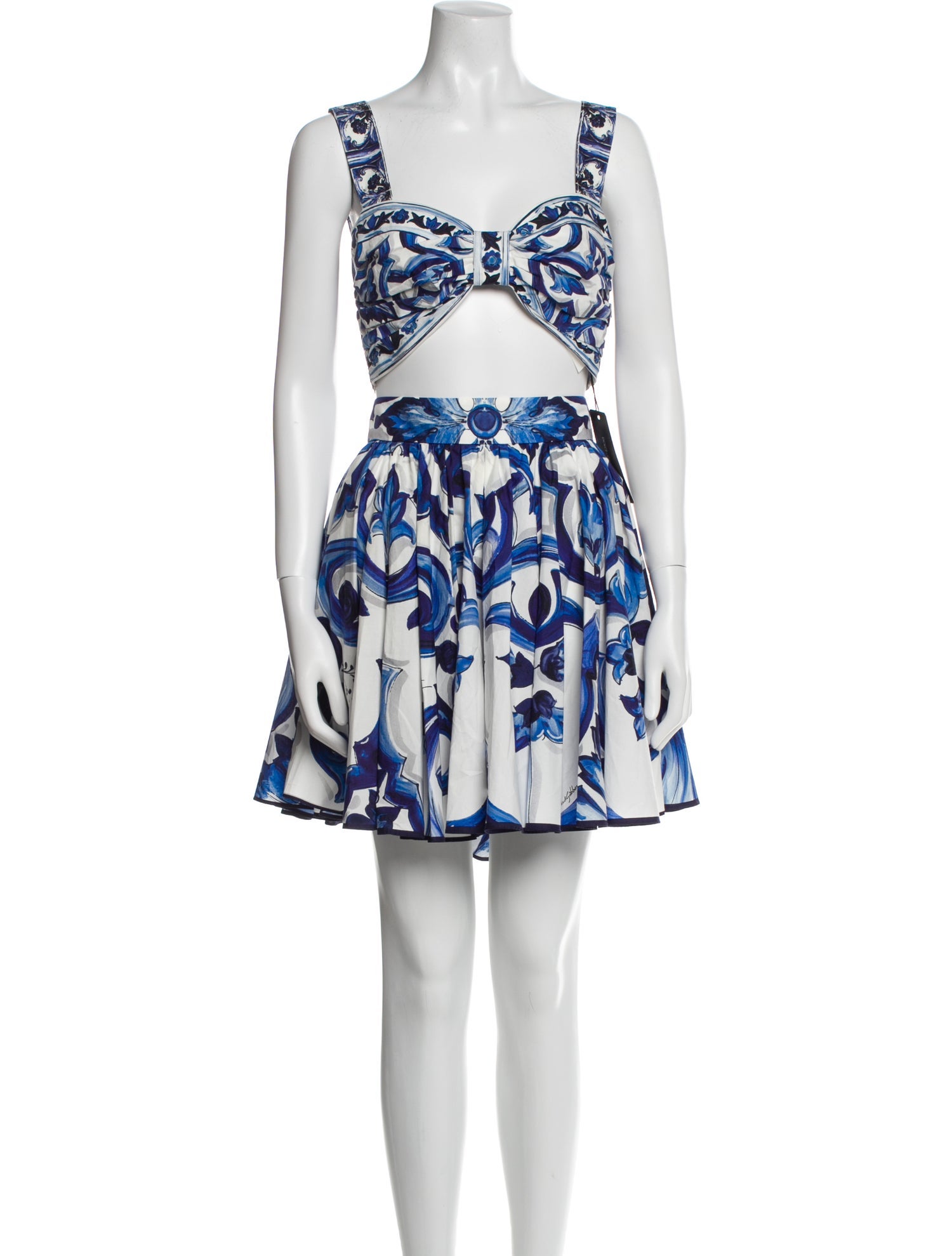 Dolce & Gabbana Printed Pleated Accents Skirt Set