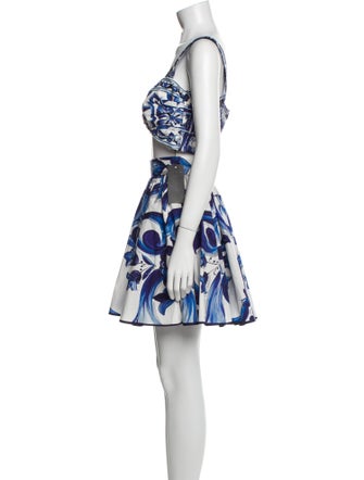 Dolce & Gabbana Printed Pleated Accents Skirt Set