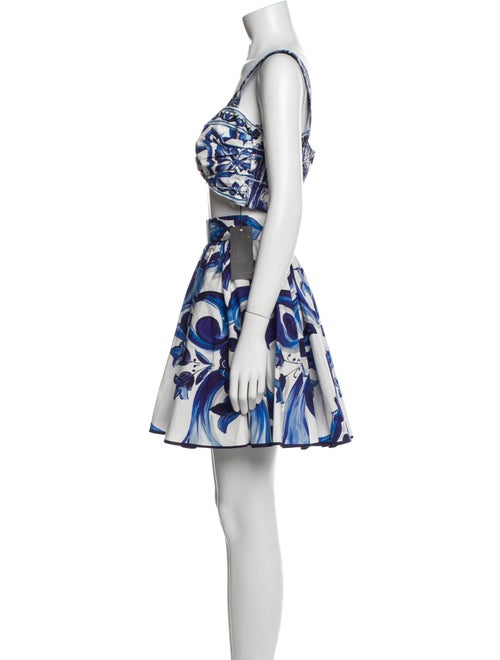 Dolce & Gabbana Printed Pleated Accents Skirt Set