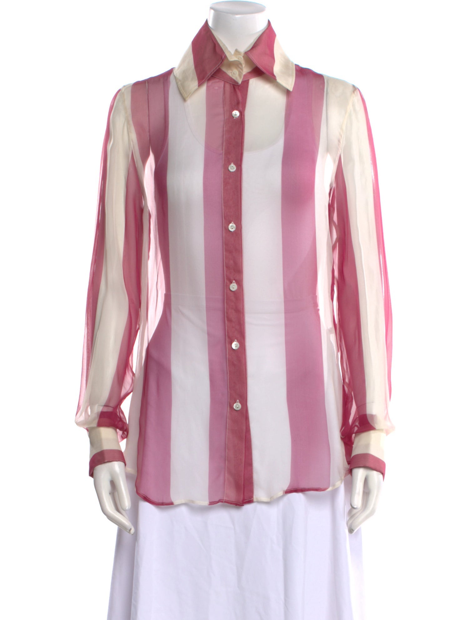 Dolce & Gabbana Striped Long Sleeve Button-Up Top