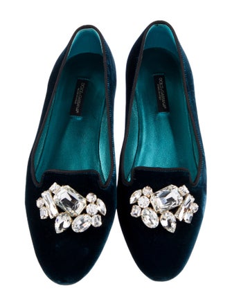 Dolce & Gabbana Sacred Heart Print Velvet Ballet Flats