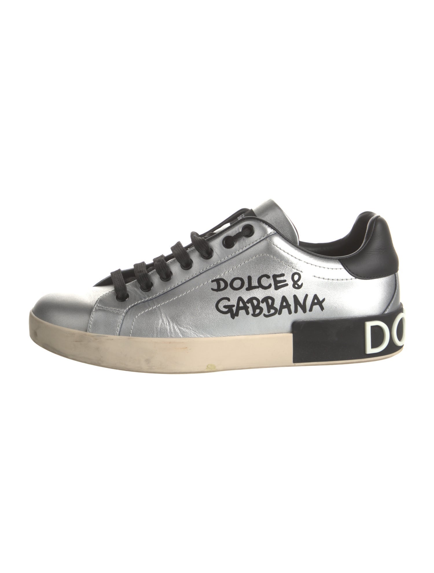 Dolce & Gabbana Leather Graphic Print Sneakers