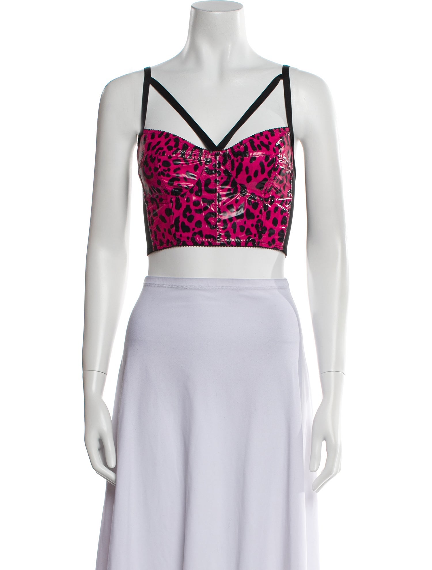 Dolce & Gabbana Nylon Animal Print Crop Top