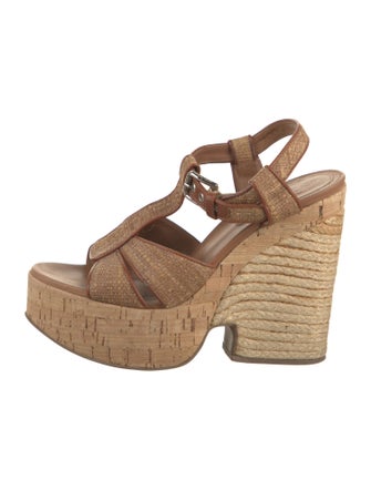 Dolce & Gabbana Raffia Leather Trim Embellishment Espadrilles