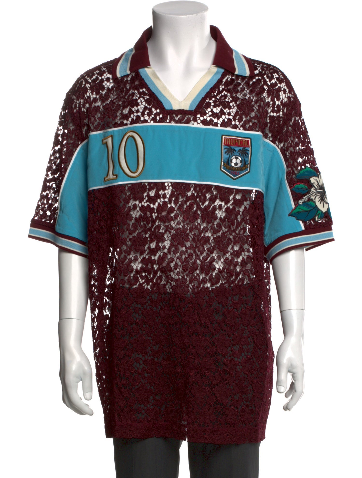 Dolce & Gabbana Lace Pattern Three-Quarter Sleeve Shirt