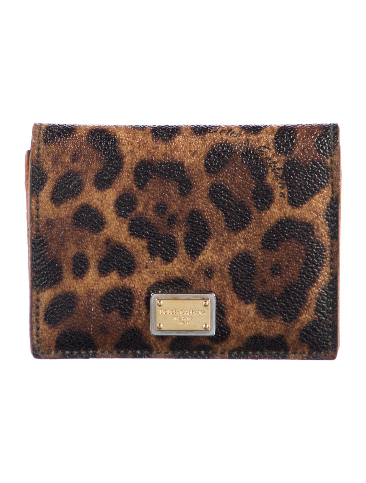 Dolce & Gabbana Leather Animal Print Compact Wallet