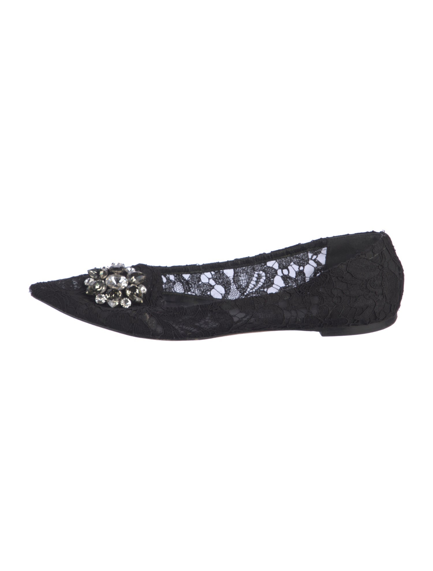 Dolce & Gabbana Lace Crystal Embellishments Flats