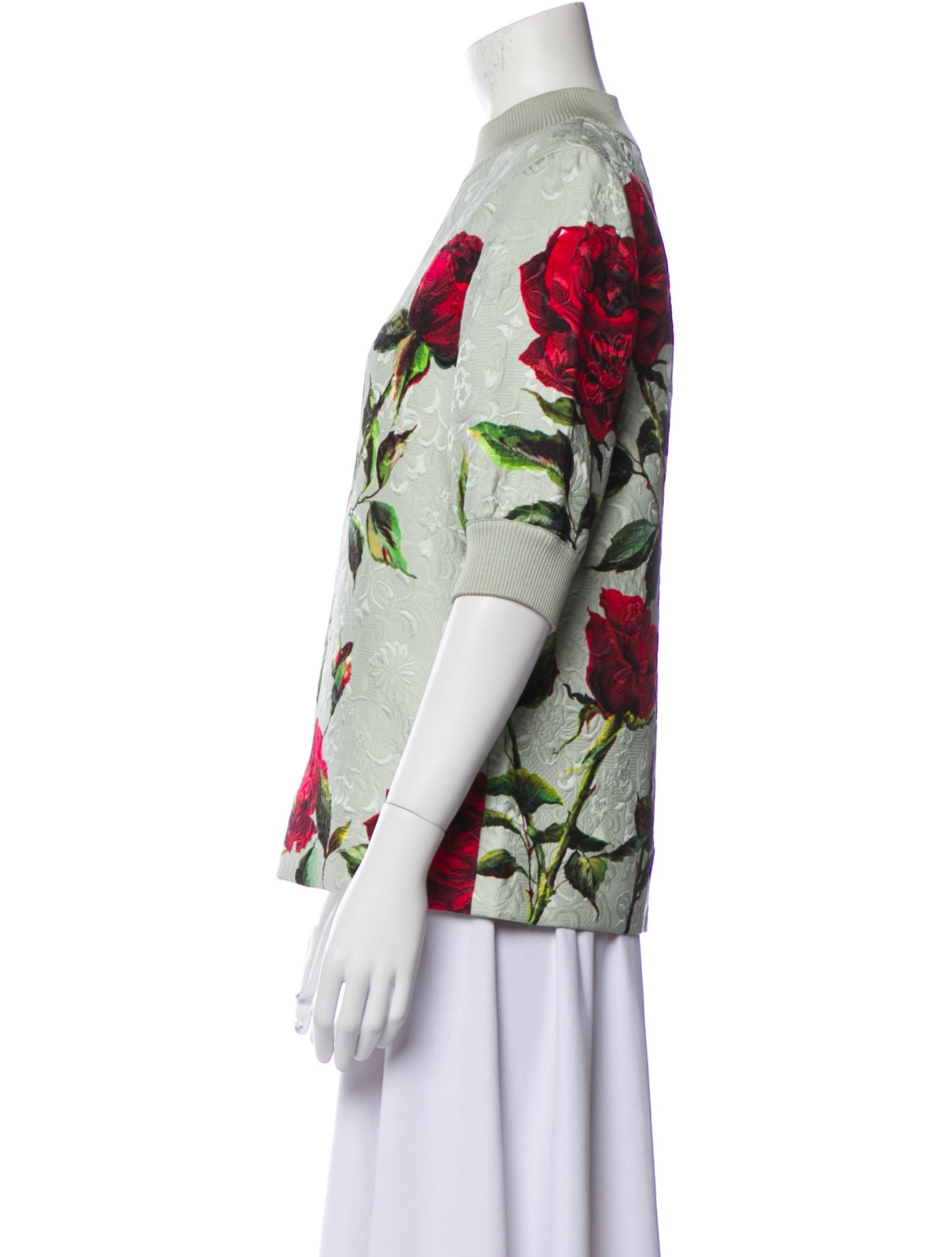 Dolce & Gabbana Floral Print Bateau Neckline Blouse