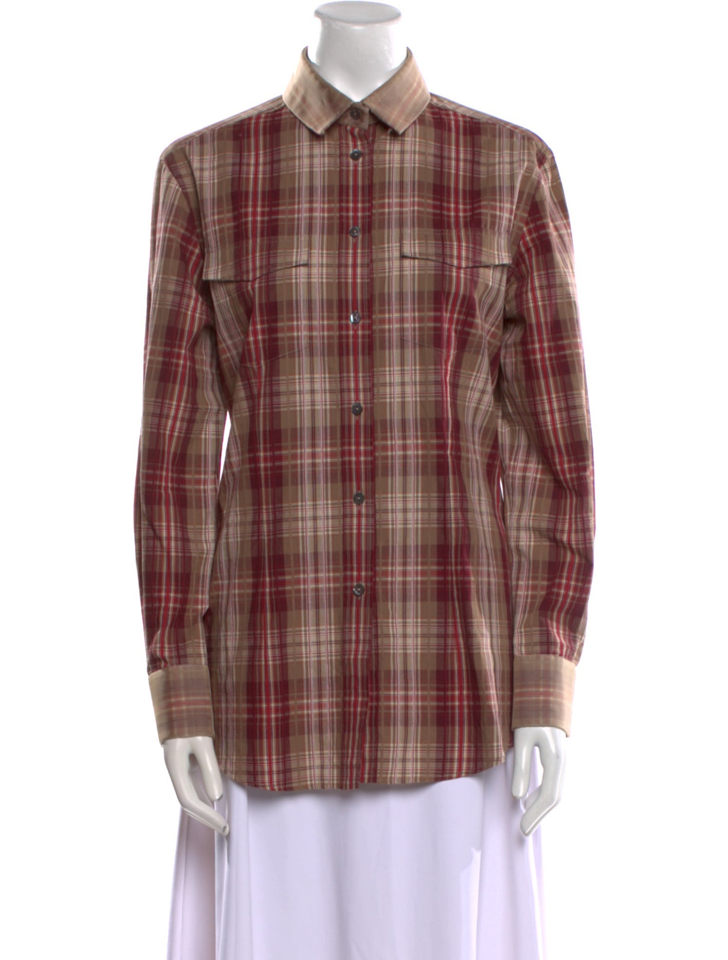 Dolce & Gabbana Plaid Print Long Sleeve Button-Up Top