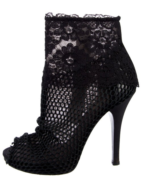 Dolce & Gabbana Mesh Lace Trim Embellishment Boots