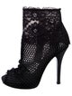 Dolce & Gabbana Mesh Lace Trim Embellishment Boots