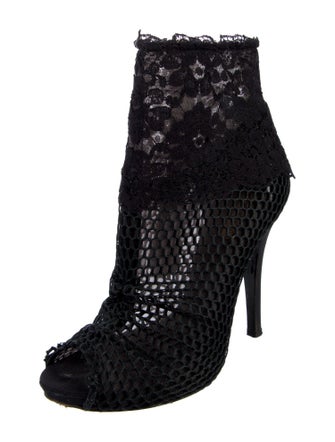 Dolce & Gabbana Mesh Lace Trim Embellishment Boots