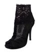Dolce & Gabbana Mesh Lace Trim Embellishment Boots
