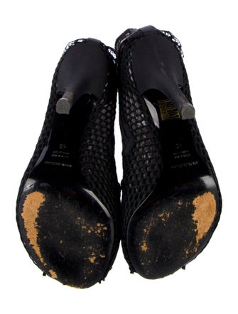 Dolce & Gabbana Mesh Lace Trim Embellishment Boots