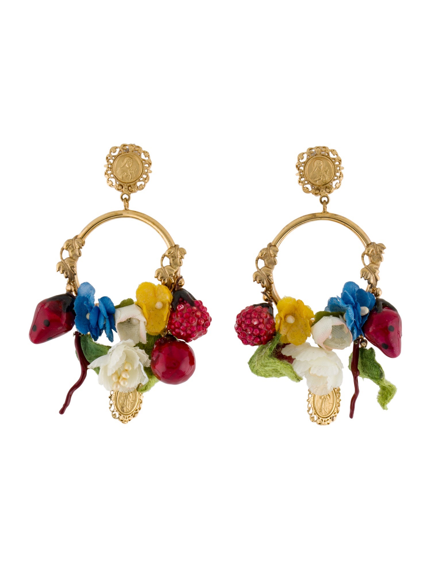 Dolce & Gabbana Floral Fruit Filigree Hoop Earrings