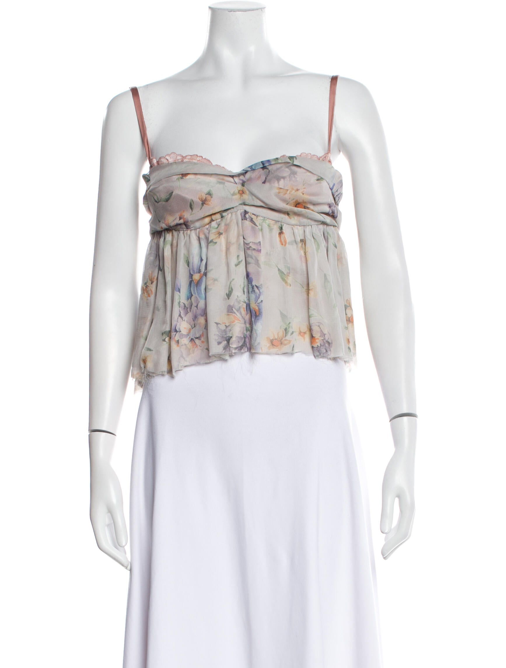 Dolce & Gabbana Silk Floral Print Crop Top