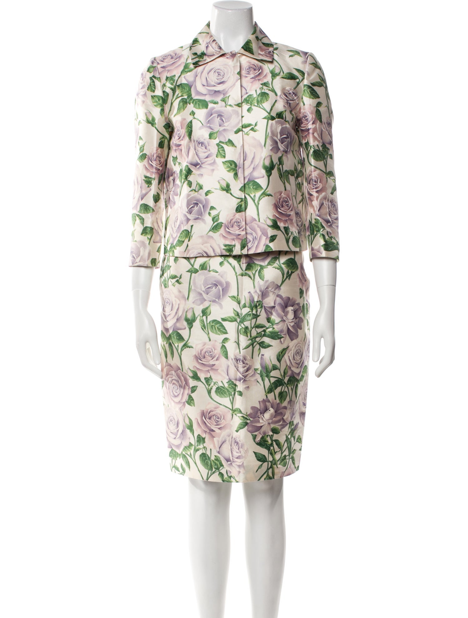 Dolce & Gabbana Silk Printed Skirt Suit